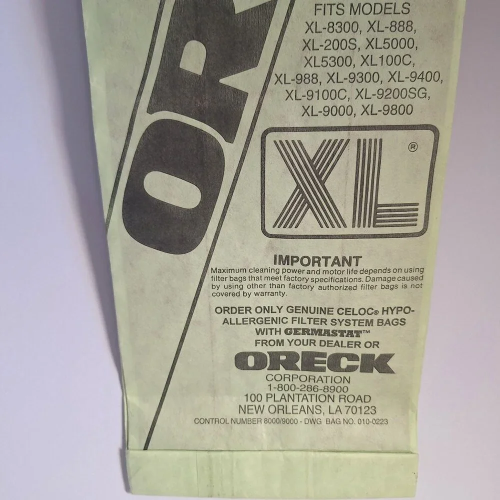 Oreck XL Vacuum Celoc Hypo-Allergenic 16 Disposable Filter Bags With Germastat - Picture 4 of 8